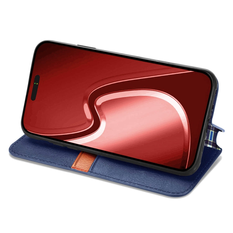 For iPhone 16 Pro Max Cubic Grid Pressed Magnetic Leather Phone Case(Blue) by buy2fix