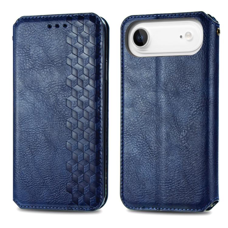 For iPhone Air Cubic Grid Pressed Magnetic Leather Phone Case(Blue) - iPhone Air Cases by buy2fix | Online Shopping UK | buy2fix