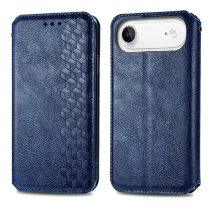 For iPhone Air Cubic Grid Pressed Magnetic Leather Phone Case(Blue) - iPhone Air Cases by buy2fix | Online Shopping UK | buy2fix