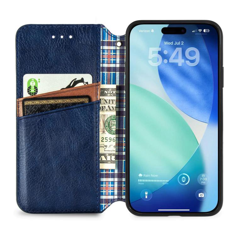 For iPhone Air Cubic Grid Pressed Magnetic Leather Phone Case(Blue) - iPhone Air Cases by buy2fix | Online Shopping UK | buy2fix