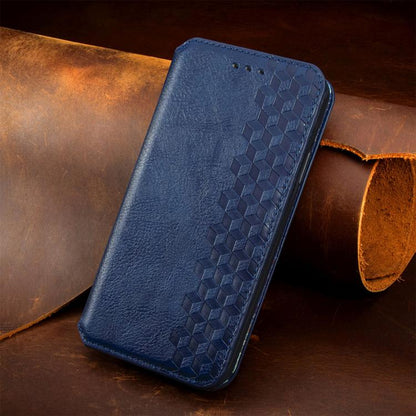 For iPhone Air Cubic Grid Pressed Magnetic Leather Phone Case(Blue) - iPhone Air Cases by buy2fix | Online Shopping UK | buy2fix