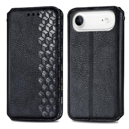 For iPhone Air Cubic Grid Pressed Magnetic Leather Phone Case(Black) - iPhone Air Cases by buy2fix | Online Shopping UK | buy2fix
