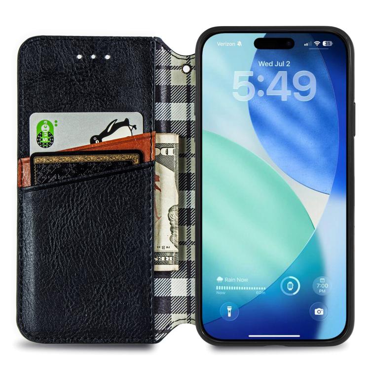 For iPhone Air Cubic Grid Pressed Magnetic Leather Phone Case(Black) - iPhone Air Cases by buy2fix | Online Shopping UK | buy2fix