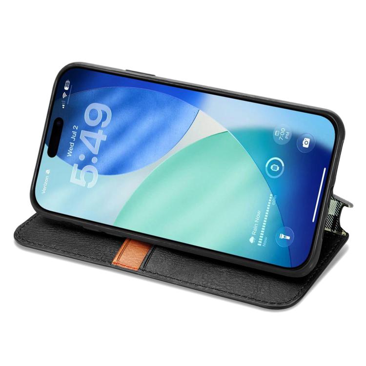 For iPhone Air Cubic Grid Pressed Magnetic Leather Phone Case(Black) - iPhone Air Cases by buy2fix | Online Shopping UK | buy2fix