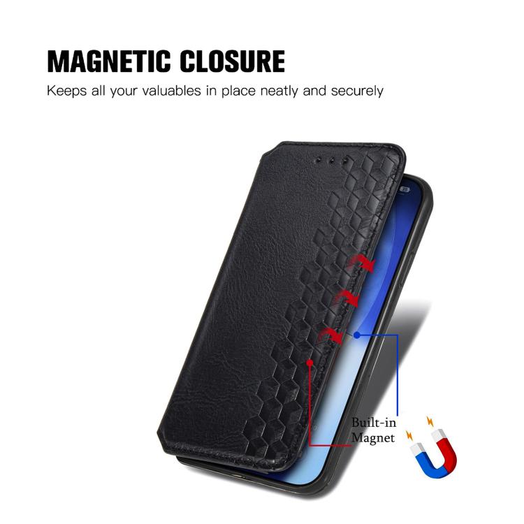For iPhone Air Cubic Grid Pressed Magnetic Leather Phone Case(Black) - iPhone Air Cases by buy2fix | Online Shopping UK | buy2fix