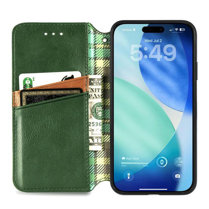 For iPhone Air Cubic Grid Pressed Magnetic Leather Phone Case(Green) - iPhone Air Cases by buy2fix | Online Shopping UK | buy2fix