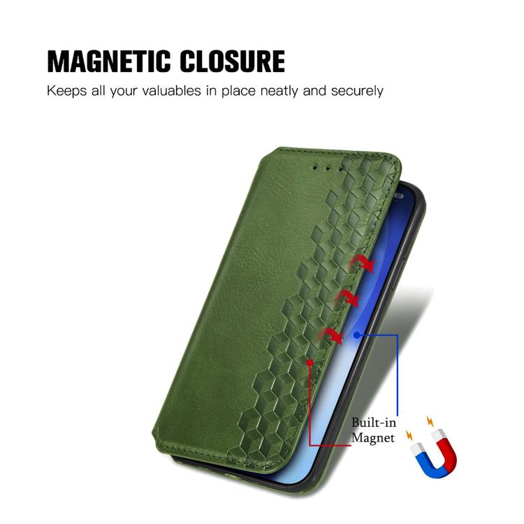 For iPhone Air Cubic Grid Pressed Magnetic Leather Phone Case(Green) - iPhone Air Cases by buy2fix | Online Shopping UK | buy2fix