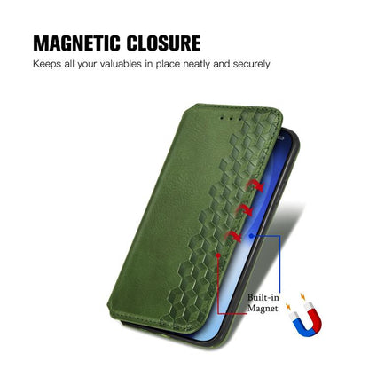 For iPhone Air Cubic Grid Pressed Magnetic Leather Phone Case(Green) - iPhone Air Cases by buy2fix | Online Shopping UK | buy2fix