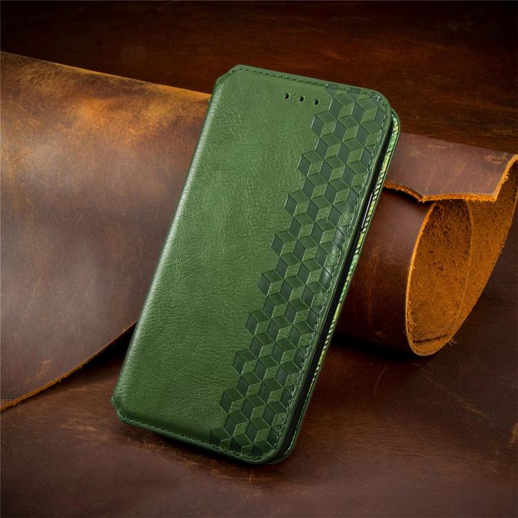 For iPhone Air Cubic Grid Pressed Magnetic Leather Phone Case(Green) - iPhone Air Cases by buy2fix | Online Shopping UK | buy2fix