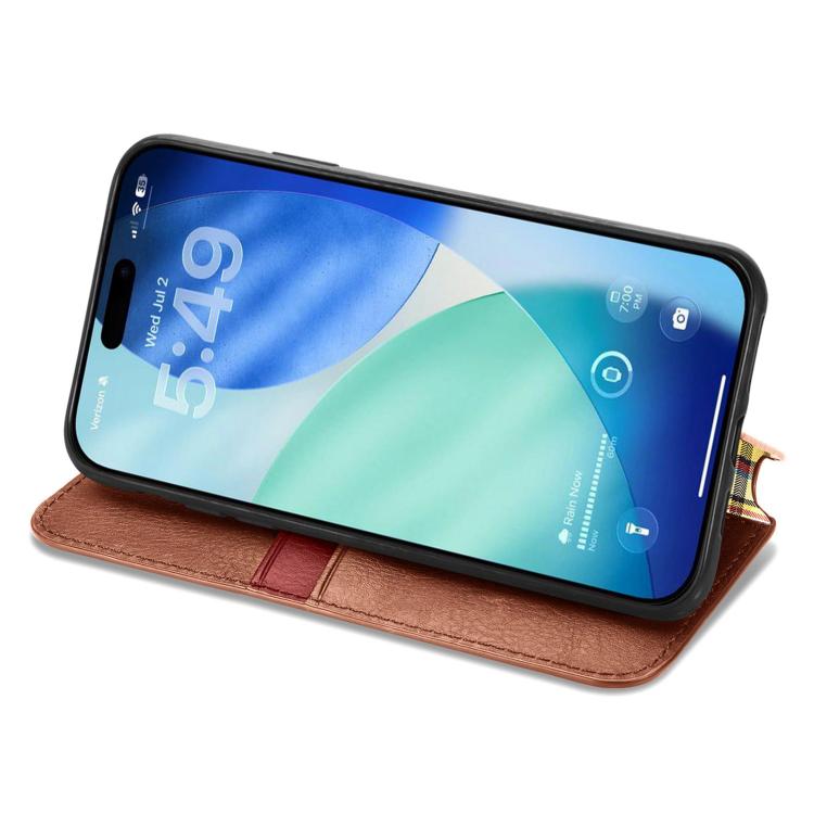 For iPhone Air Cubic Grid Pressed Magnetic Leather Phone Case(Brown) - iPhone Air Cases by buy2fix | Online Shopping UK | buy2fix