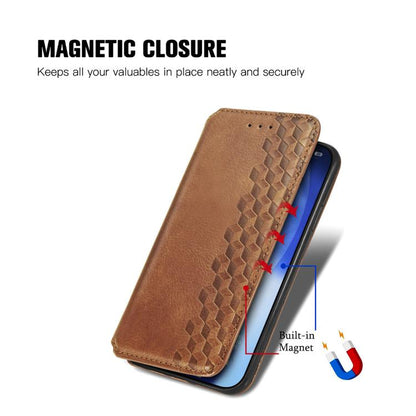 For iPhone Air Cubic Grid Pressed Magnetic Leather Phone Case(Brown) - iPhone Air Cases by buy2fix | Online Shopping UK | buy2fix