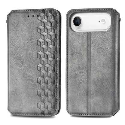 For iPhone Air Cubic Grid Pressed Magnetic Leather Phone Case(Gray) - iPhone Air Cases by buy2fix | Online Shopping UK | buy2fix