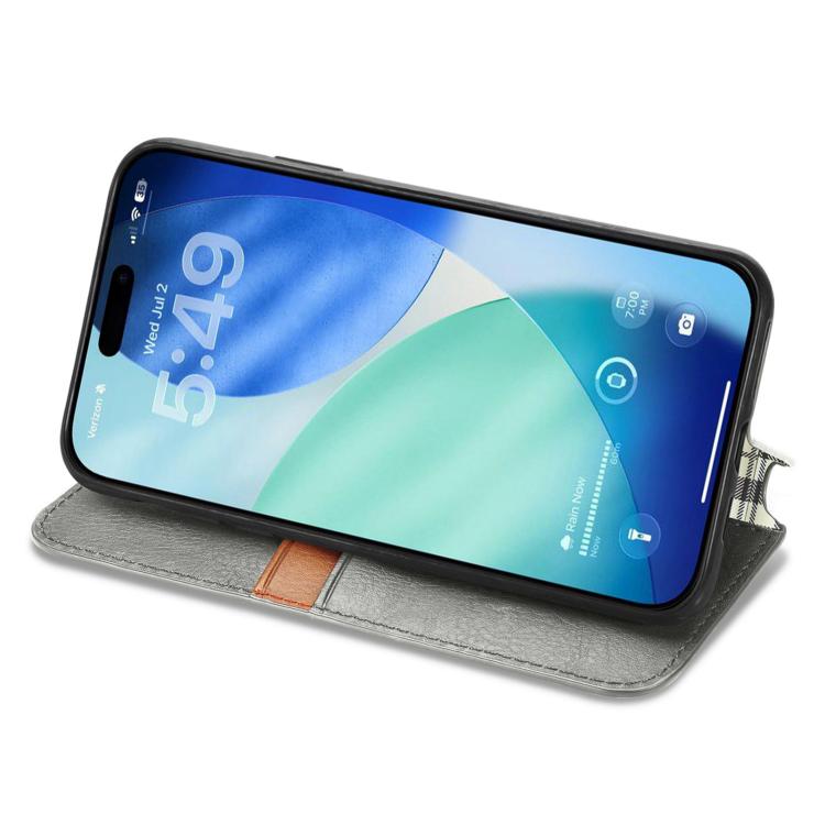 For iPhone Air Cubic Grid Pressed Magnetic Leather Phone Case(Gray) - iPhone Air Cases by buy2fix | Online Shopping UK | buy2fix