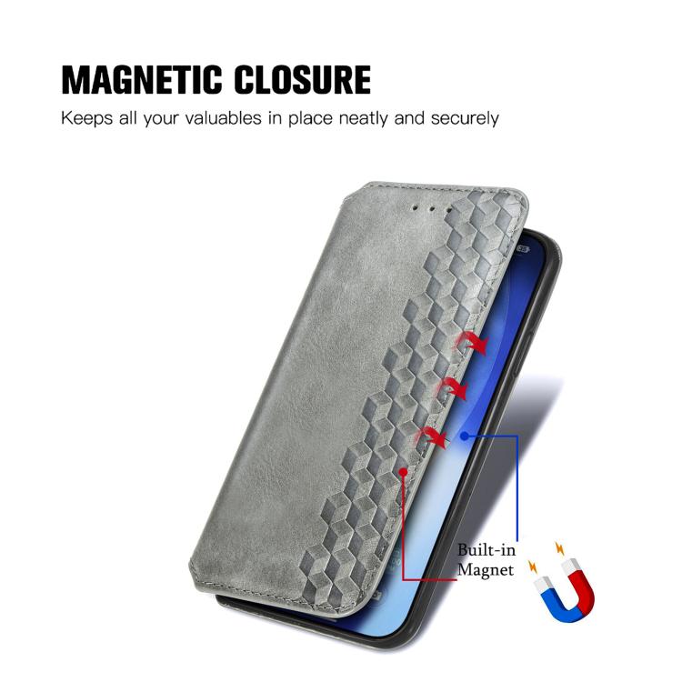 For iPhone Air Cubic Grid Pressed Magnetic Leather Phone Case(Gray) - iPhone Air Cases by buy2fix | Online Shopping UK | buy2fix