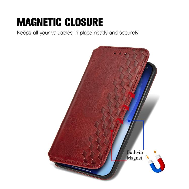 For iPhone Air Cubic Grid Pressed Magnetic Leather Phone Case(Red) - iPhone Air Cases by buy2fix | Online Shopping UK | buy2fix