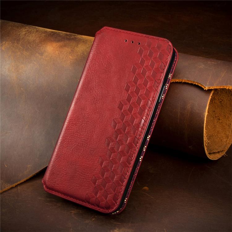 For iPhone Air Cubic Grid Pressed Magnetic Leather Phone Case(Red) - iPhone Air Cases by buy2fix | Online Shopping UK | buy2fix