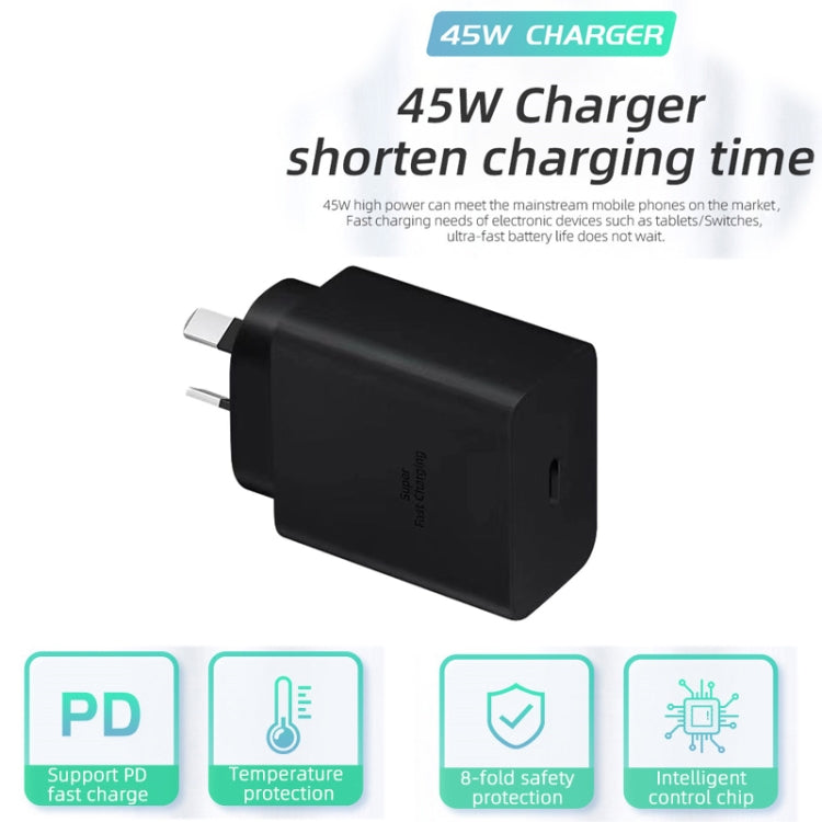 M135 PPS / PD 45W USB-C / Type-C Port Fast Charger with 5A Type-C to Type-C Cable, AU Plug(Black) by buy2fix