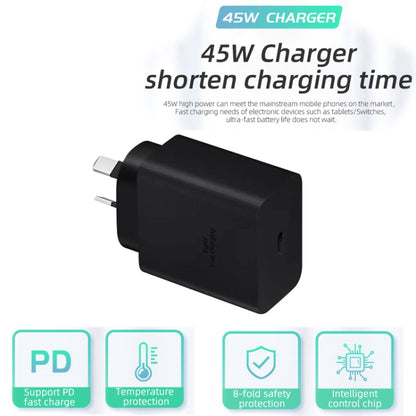 M135 PPS / PD 45W USB-C / Type-C Port Fast Charger with 5A Type-C to Type-C Cable, AU Plug(Black) by buy2fix