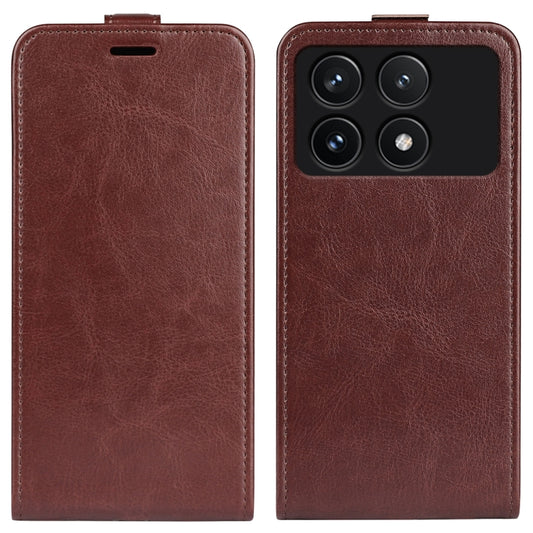 For Xiaomi Redmi K70 R64 Texture Single Vertical Flip Leather Phone Case(Brown) by buy2fix