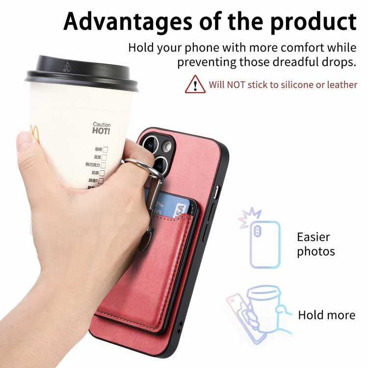 For iPhone 15 Plus Skin Feel Ring Holder Wallet Magnetic Phone Case(Pink) - iPhone 15 Plus Cases by buy2fix | Online Shopping UK | buy2fix