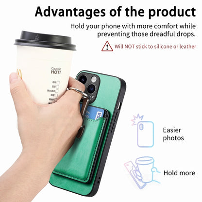 For iPhone 15 Pro Skin Feel Ring Holder Wallet Magnetic Phone Case(Green) - iPhone 15 Pro Cases by buy2fix | Online Shopping UK | buy2fix