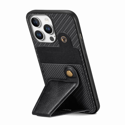 For iPhone 16 Pro Max Carbon Fiber Wallet Flip Card K-shaped Holder Phone Case(Black) by buy2fix