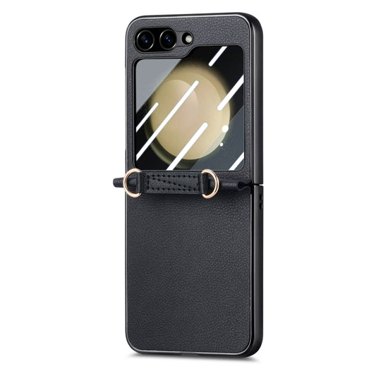 For Samsung Galaxy Z Flip5 5G Crossbody Litchi Texture PU Integrated Phone Case(Black) - Galaxy Z Flip5 Cases by buy2fix | Online Shopping UK | buy2fix