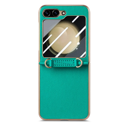 For Samsung Galaxy Z Flip5 5G Crossbody Litchi Texture PU Integrated Phone Case(Green) - Galaxy Z Flip5 Cases by buy2fix | Online Shopping UK | buy2fix