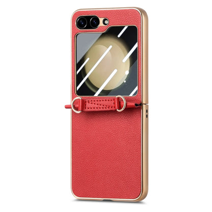 For Samsung Galaxy Z Flip5 5G Crossbody Litchi Texture PU Integrated Phone Case(Red) - Galaxy Z Flip5 Cases by buy2fix | Online Shopping UK | buy2fix