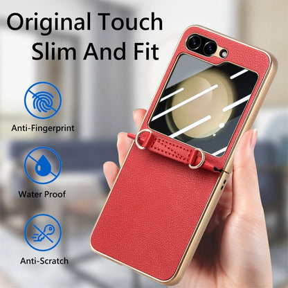 For Samsung Galaxy Z Flip5 5G Crossbody Litchi Texture PU Integrated Phone Case(Red) - Galaxy Z Flip5 Cases by buy2fix | Online Shopping UK | buy2fix