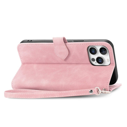 For iPhone 16 Pro Max Embossed Flower Zipper Leather Phone Case(Pink) by buy2fix