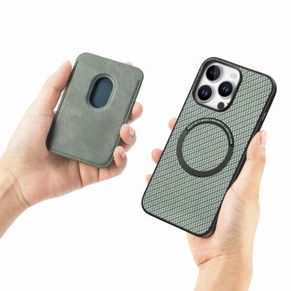 For iPhone 16 Pro Max Carbon Fiber Leather Card Magsafe Phone Case(Green) by buy2fix
