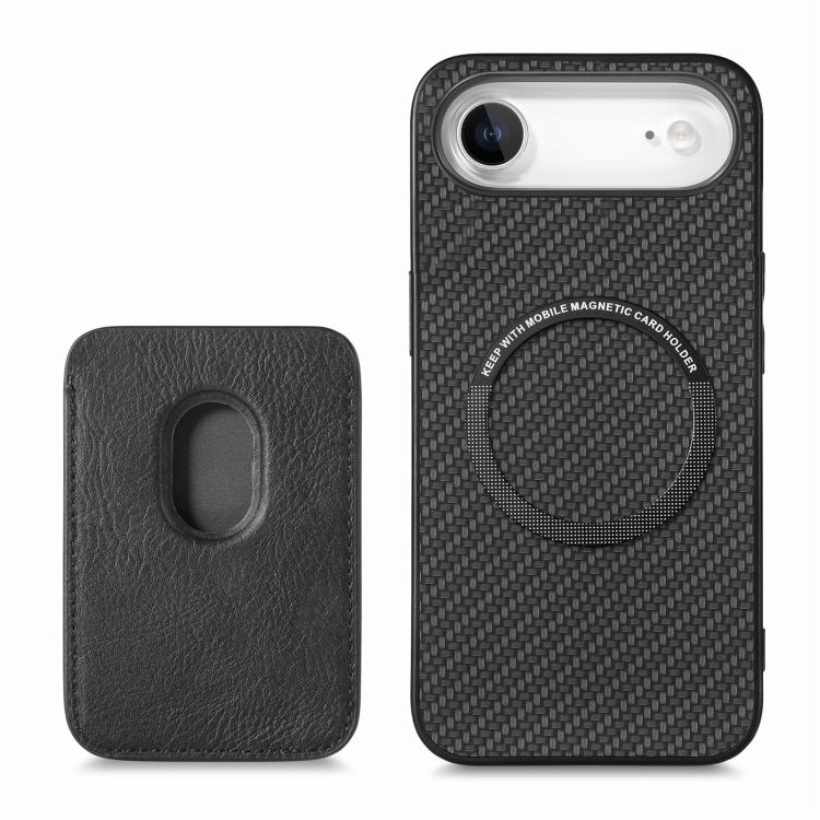 For iPhone Air Carbon Fiber Leather Card Magsafe Phone Case(Black) - iPhone Air Cases by buy2fix | Online Shopping UK | buy2fix
