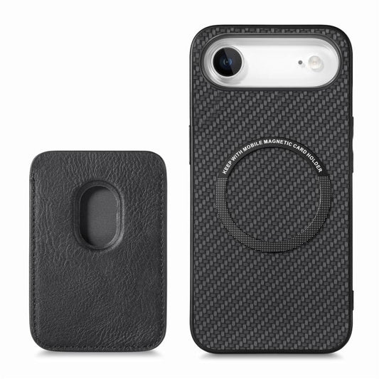 For iPhone Air Carbon Fiber Leather Card Magsafe Phone Case(Black) - iPhone Air Cases by buy2fix | Online Shopping UK | buy2fix
