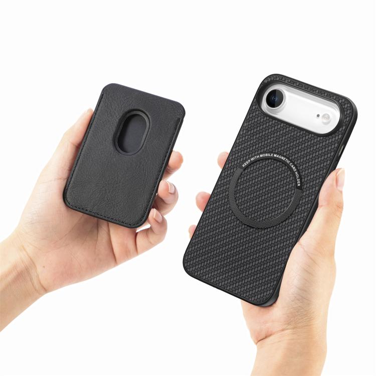 For iPhone Air Carbon Fiber Leather Card Magsafe Phone Case(Black) - iPhone Air Cases by buy2fix | Online Shopping UK | buy2fix