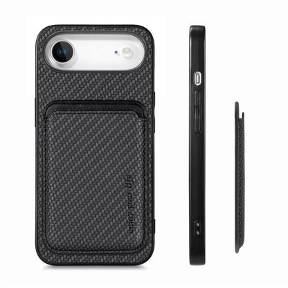 For iPhone Air Carbon Fiber Leather Card Magsafe Phone Case(Black) - iPhone Air Cases by buy2fix | Online Shopping UK | buy2fix