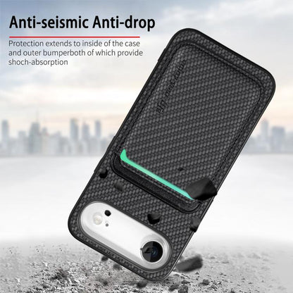 For iPhone Air Carbon Fiber Leather Card Magsafe Phone Case(Black) - iPhone Air Cases by buy2fix | Online Shopping UK | buy2fix