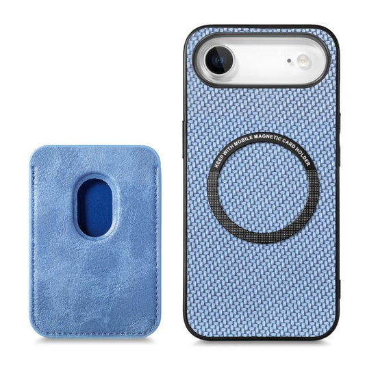For iPhone Air Carbon Fiber Leather Card Magsafe Phone Case(Blue) - iPhone Air Cases by buy2fix | Online Shopping UK | buy2fix