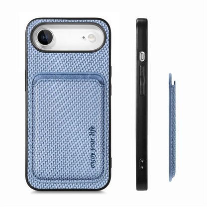 For iPhone Air Carbon Fiber Leather Card Magsafe Phone Case(Blue) - iPhone Air Cases by buy2fix | Online Shopping UK | buy2fix