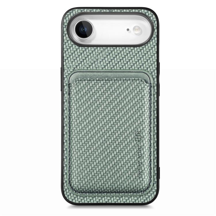 For iPhone Air Carbon Fiber Leather Card Magsafe Phone Case(Green) - iPhone Air Cases by buy2fix | Online Shopping UK | buy2fix