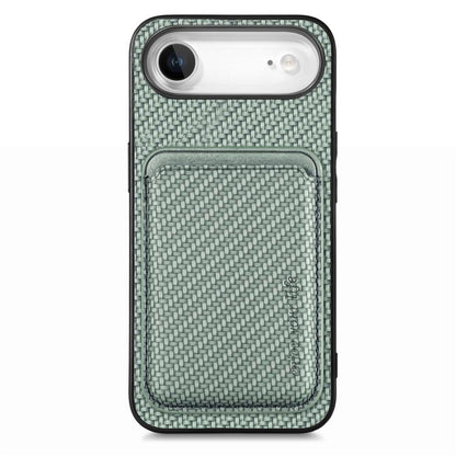 For iPhone Air Carbon Fiber Leather Card Magsafe Phone Case(Green) - iPhone Air Cases by buy2fix | Online Shopping UK | buy2fix