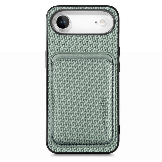 For iPhone Air Carbon Fiber Leather Card Magsafe Phone Case(Green) - iPhone Air Cases by buy2fix | Online Shopping UK | buy2fix