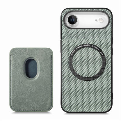 For iPhone Air Carbon Fiber Leather Card Magsafe Phone Case(Green) - iPhone Air Cases by buy2fix | Online Shopping UK | buy2fix