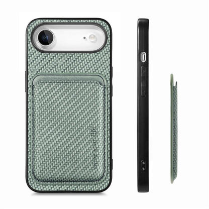 For iPhone Air Carbon Fiber Leather Card Magsafe Phone Case(Green) - iPhone Air Cases by buy2fix | Online Shopping UK | buy2fix
