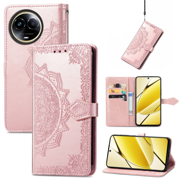 For Realme 11 5G Mandala Flower Embossed Leather Phone Case(Rose Gold) by buy2fix