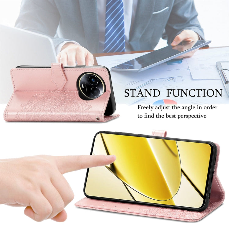 For Realme 11 5G Mandala Flower Embossed Leather Phone Case(Rose Gold) by buy2fix