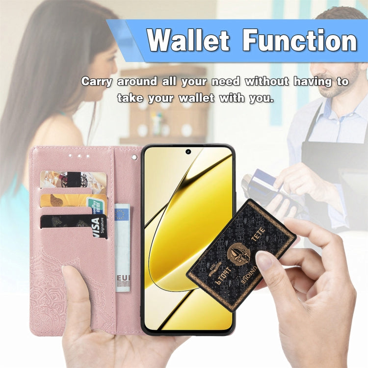 For Realme 11 5G Mandala Flower Embossed Leather Phone Case(Rose Gold) by buy2fix