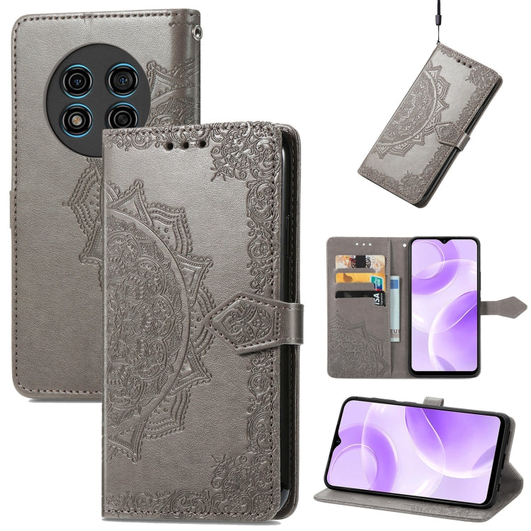 For Ulefone Note 15 Mandala Flower Embossed Leather Phone Case(Gray) by buy2fix