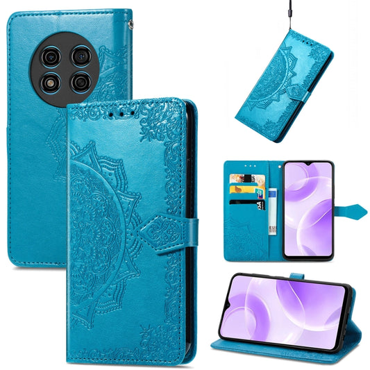 For Ulefone Note 15 Mandala Flower Embossed Leather Phone Case(Blue) by buy2fix