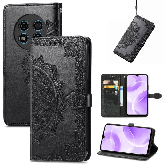 For Ulefone Note 15 Mandala Flower Embossed Leather Phone Case(Black) by buy2fix